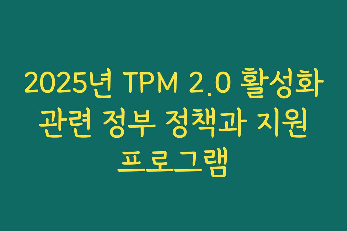 2025년 TPM 2.0 활성화 관련 정부 정책과 지원 프로그램