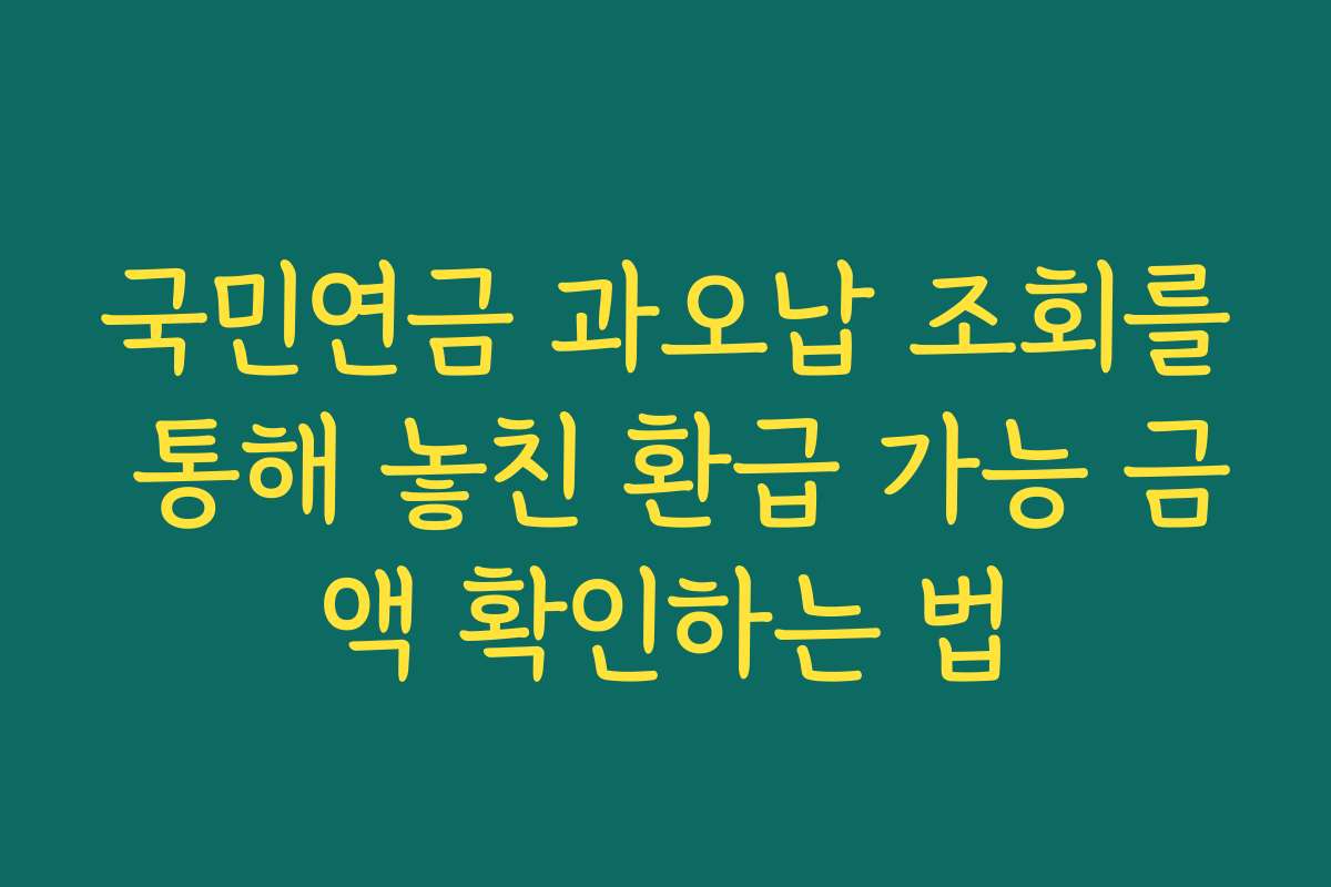 국민연금 과오납 조회를 통해 놓친 환급 가능 금액 확인하는 법