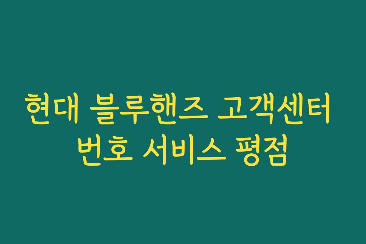 현대 블루핸즈 고객센터 번호 서비스 평점