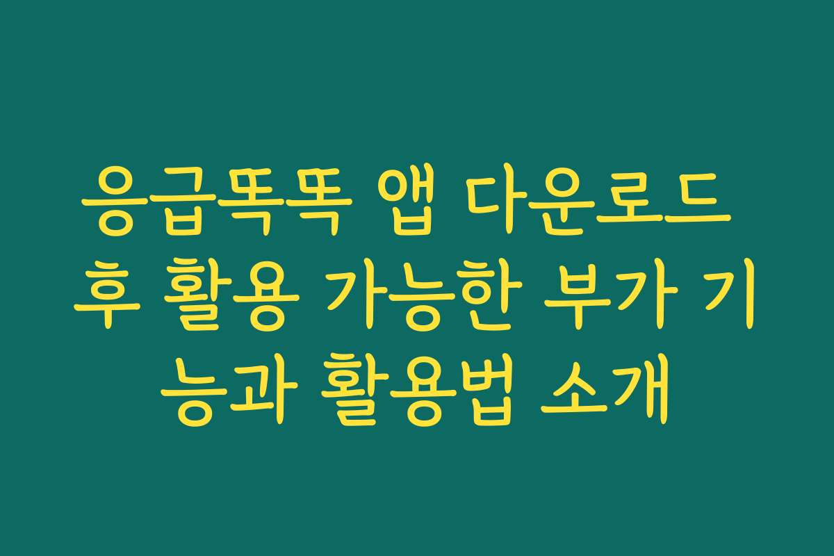 응급똑똑 앱 다운로드 후 활용 가능한 부가 기능과 활용법 소개