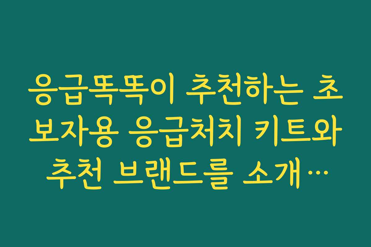 응급똑똑이 추천하는 초보자용 응급처치 키트와 추천 브랜드를 소개합니다