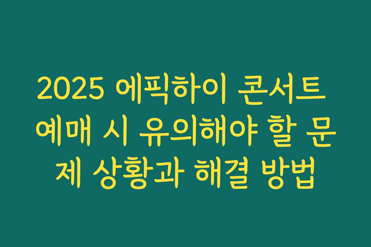 2025 에픽하이 콘서트 예매 시 유의해야 할 문제 상황과 해결 방법