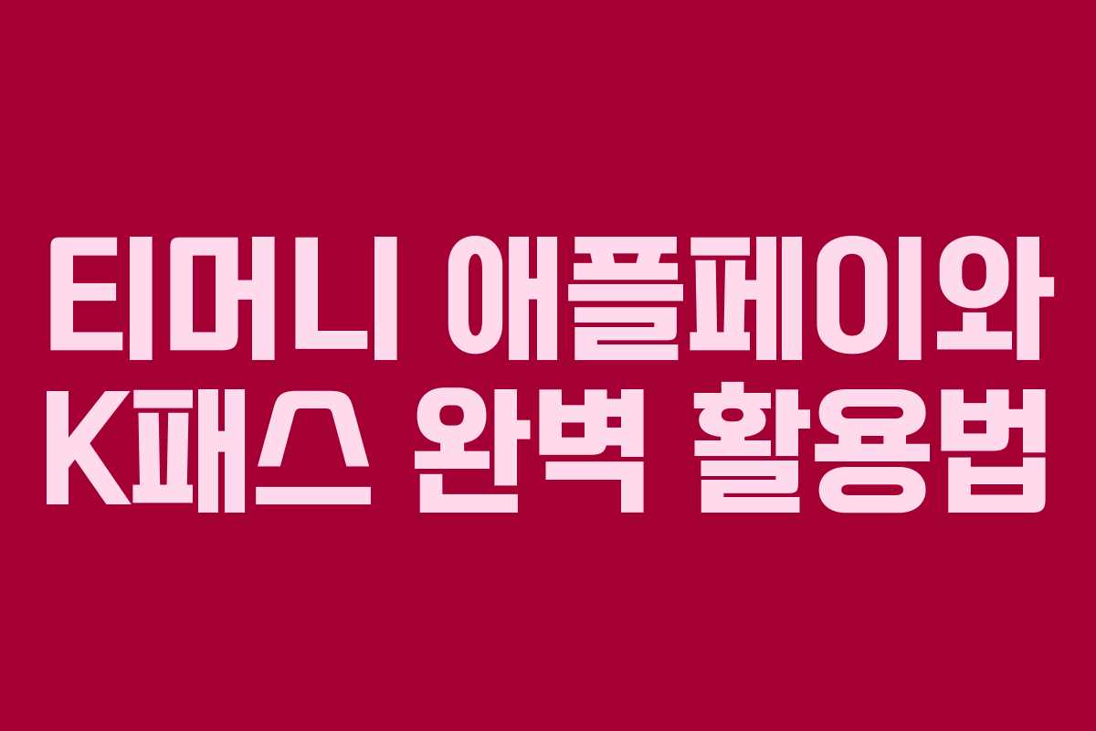 티머니 애플페이와 K패스 완벽 활용법