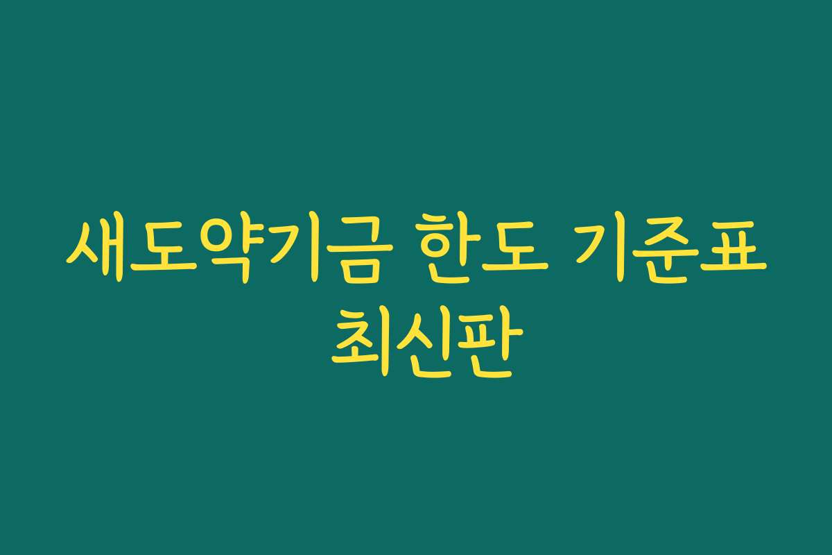 새도약기금 한도 기준표 최신판