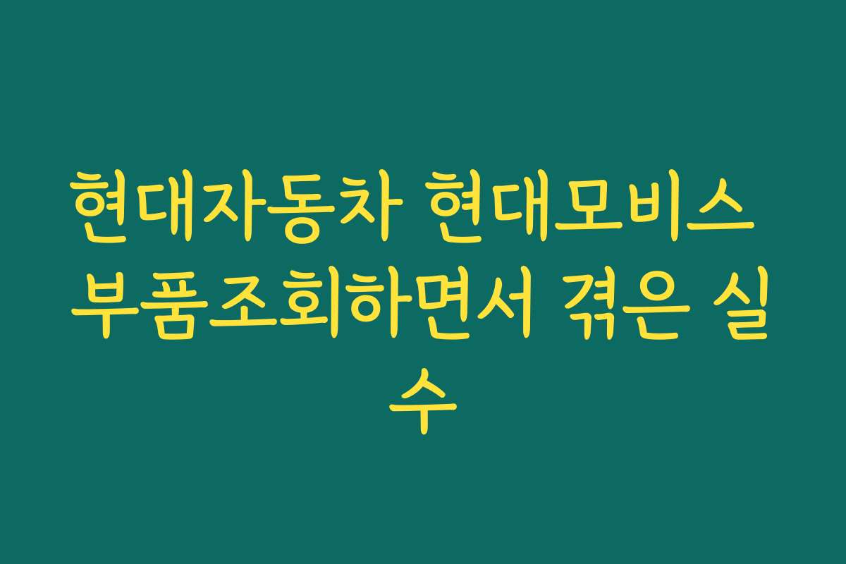 현대자동차 현대모비스 부품조회하면서 겪은 실수