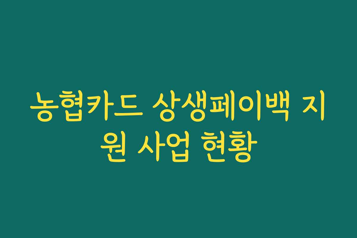 농협카드 상생페이백 지원 사업 현황