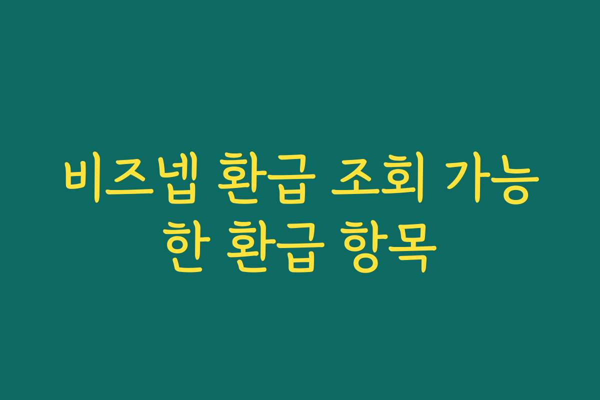 비즈넵 환급 조회 가능한 환급 항목