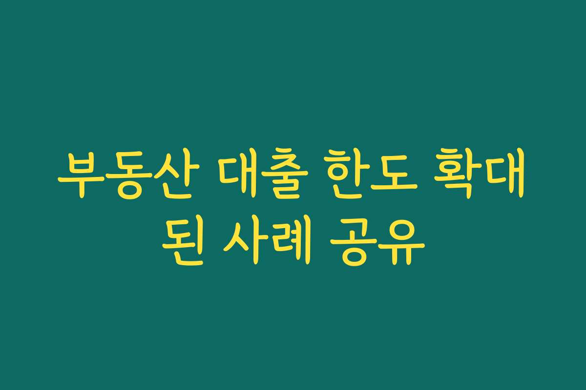 부동산 대출 한도 확대된 사례 공유