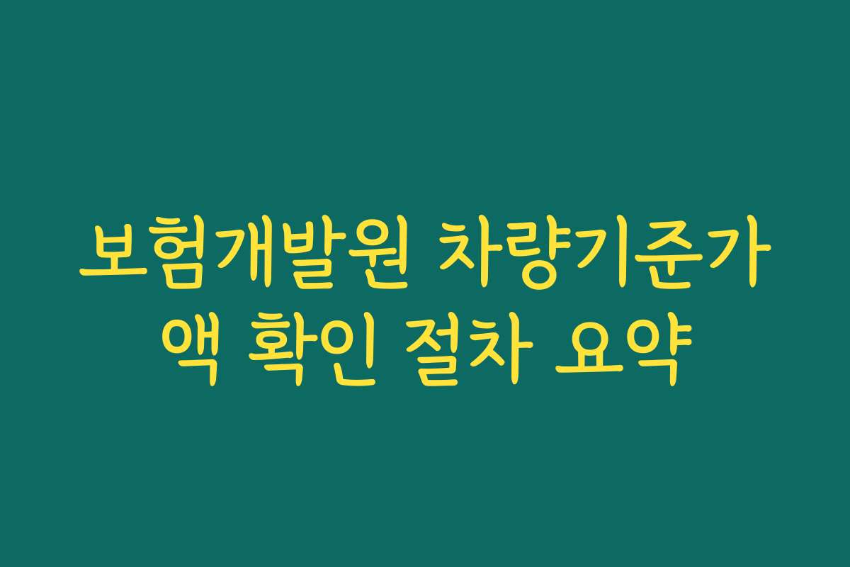 보험개발원 차량기준가액 확인 절차 요약