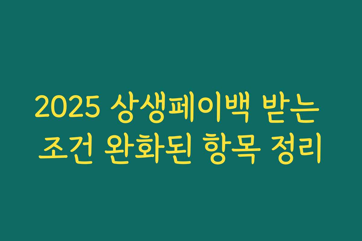 2025 상생페이백 받는 조건 완화된 항목 정리 2025 상생페이백 받는 조건 완화된 항목 정리