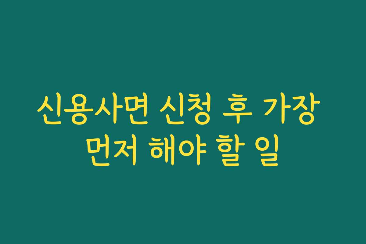 신용사면 신청 후 가장 먼저 해야 할 일