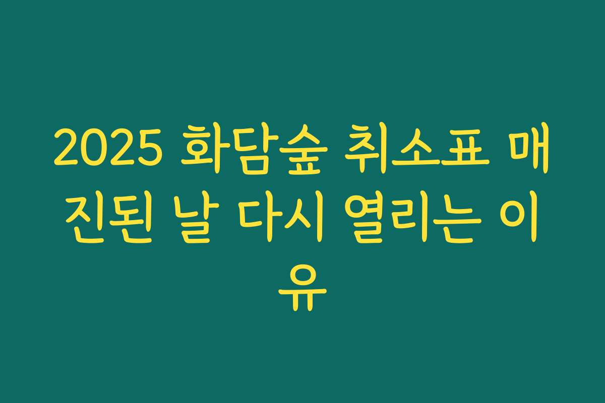 2025 화담숲 취소표 매진된 날 다시 열리는 이유
