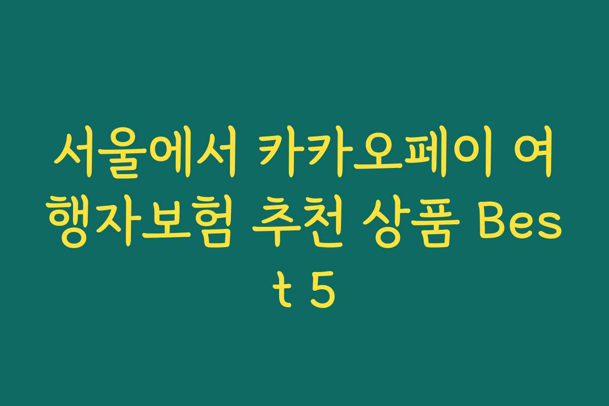 서울에서 카카오페이 여행자보험 추천 상품 Best 5