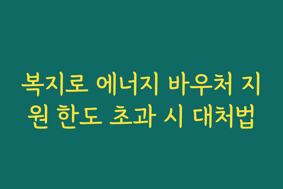복지로 에너지 바우처 지원 한도 초과 시 대처법 복지로 에너지 바우처 지원 한도 초과 시 대처법