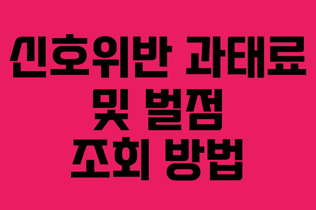 신호위반 과태료 및 벌점 조회 방법