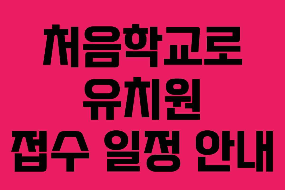 처음학교로 유치원 접수 일정 안내 처음학교로 유치원 접수 일정 안내