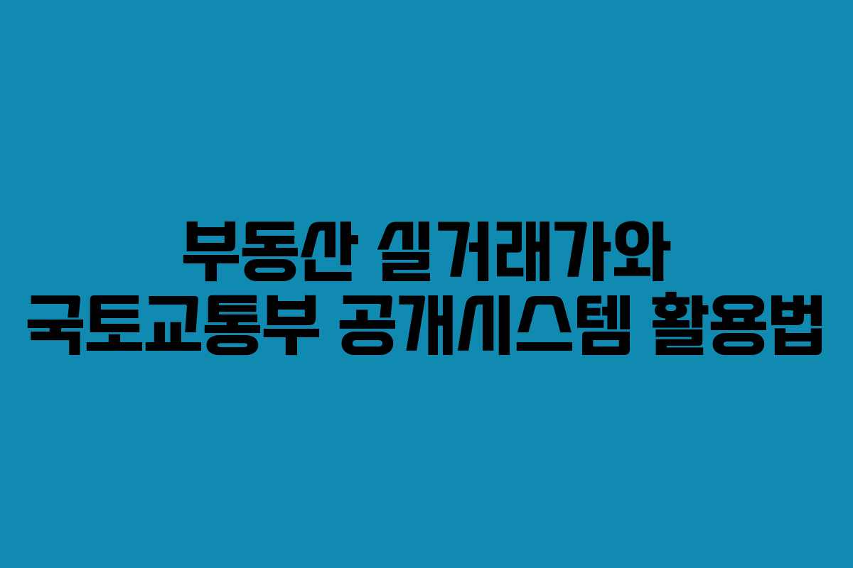 부동산 실거래가와 국토교통부 공개시스템 활용법