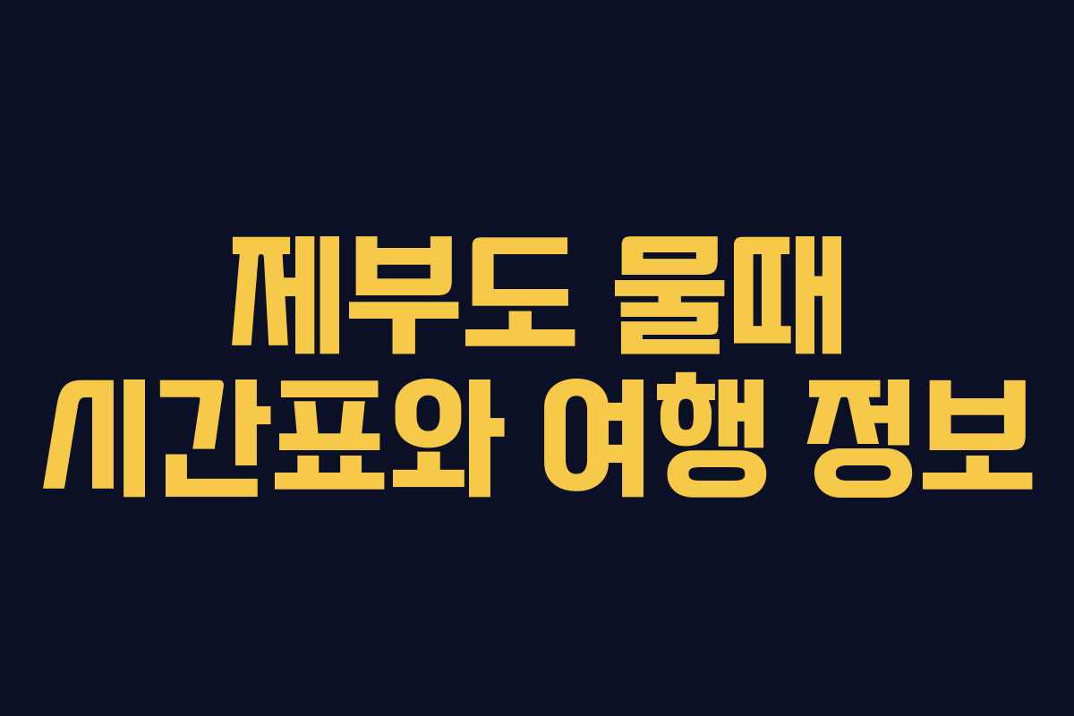 제부도 물때 시간표와 여행 정보