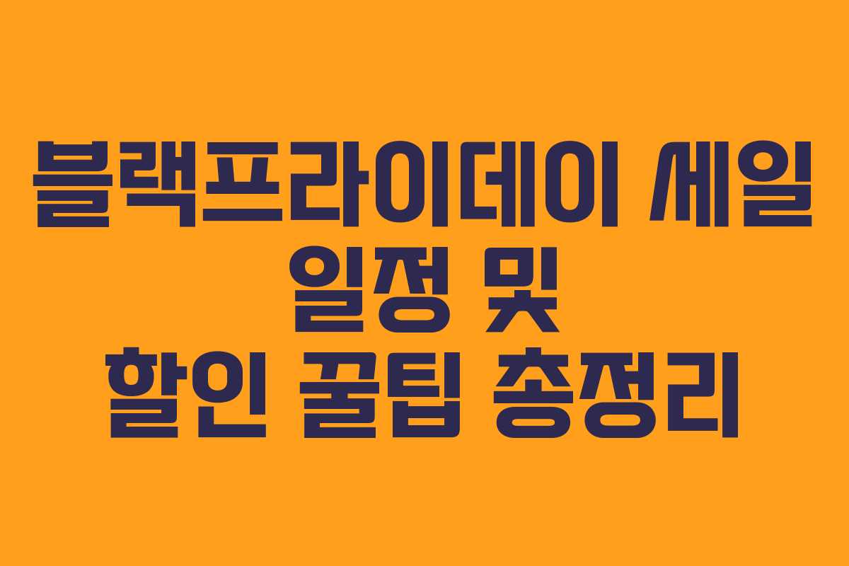 블랙프라이데이 세일 일정 및 할인 꿀팁 총정리