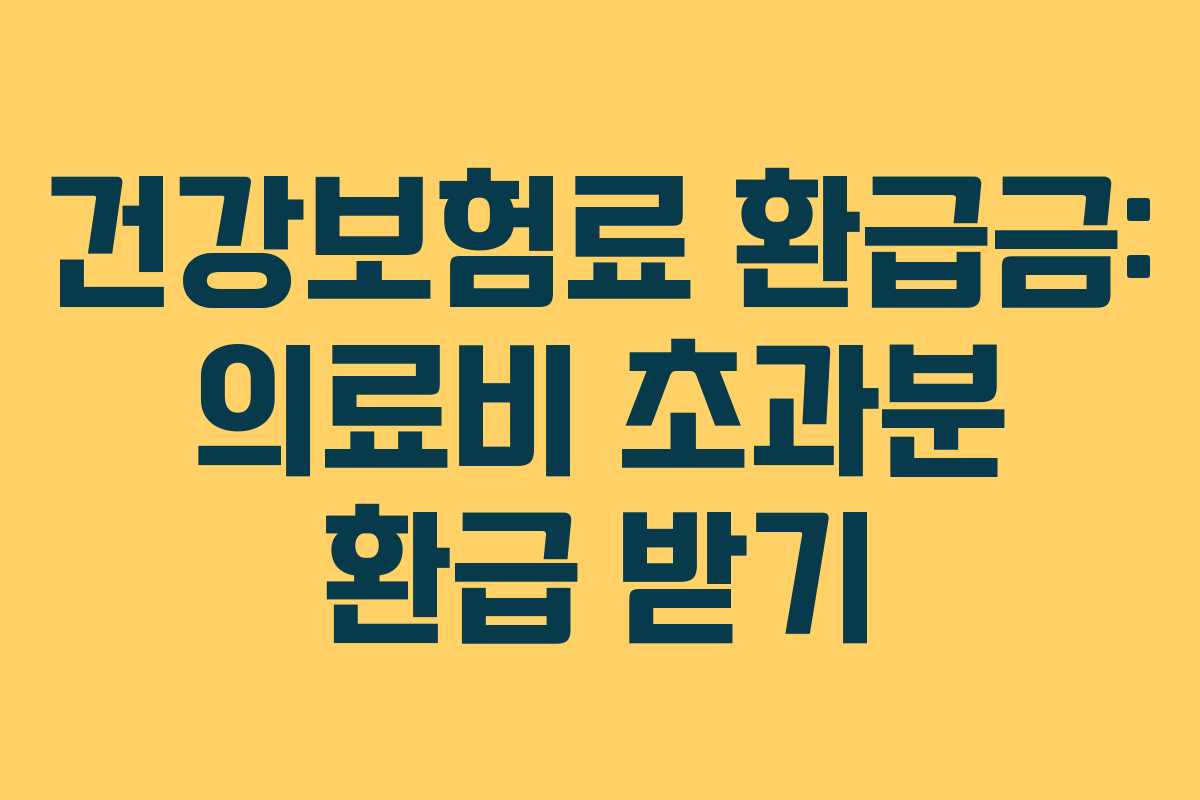 건강보험료 환급금: 의료비 초과분 환급 받기