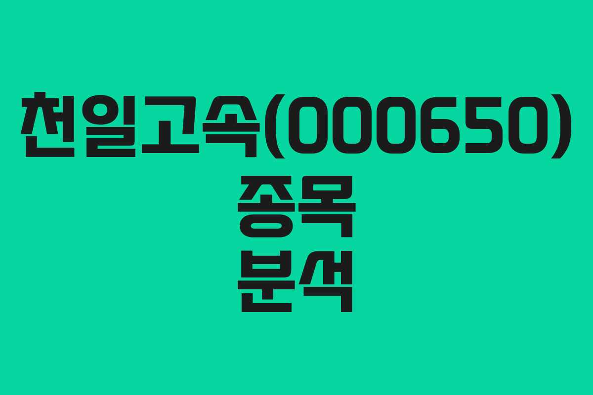 천일고속(000650) 종목 분석 천일고속(000650) 종목 분석