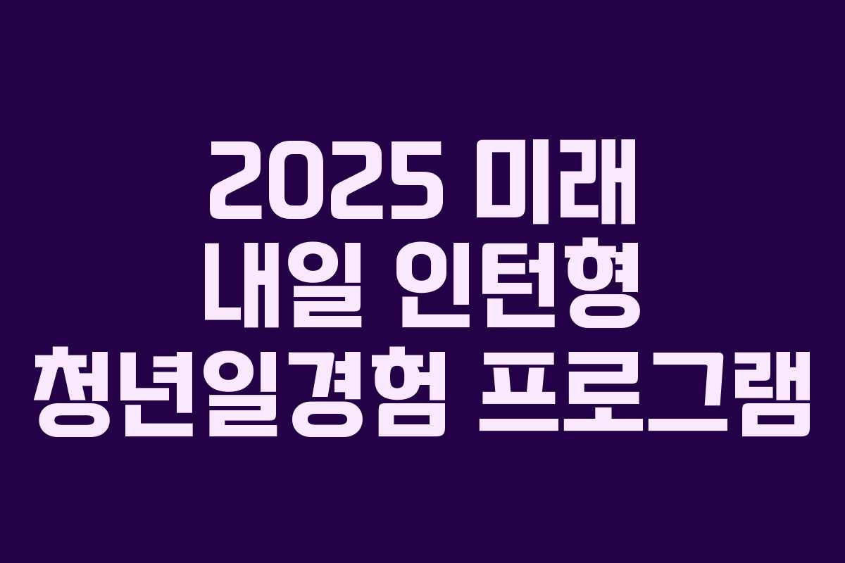 2025 미래 내일 인턴형 청년일경험 프로그램
