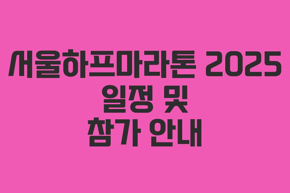 서울하프마라톤 2025 일정 및 참가 안내