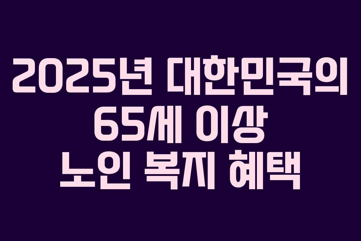 2025년 대한민국의 65세 이상 노인 복지 혜택