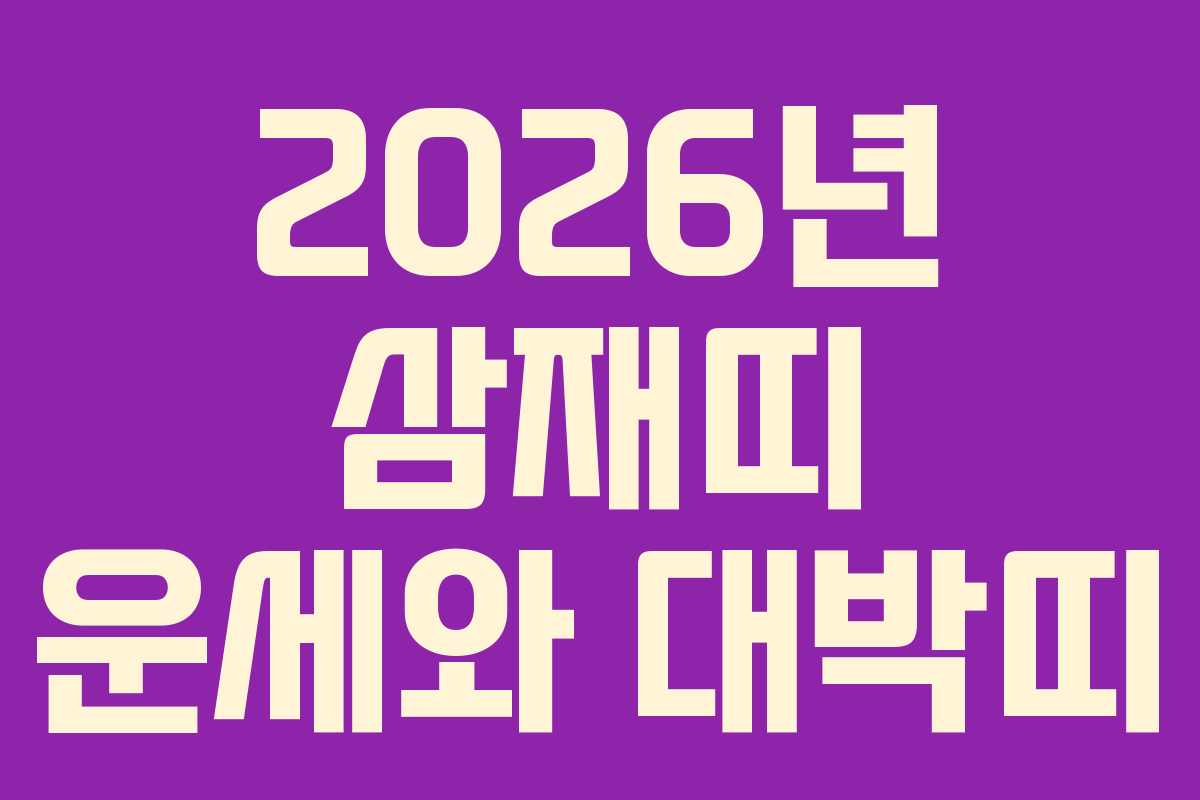 2026년 삼재띠 운세와 대박띠