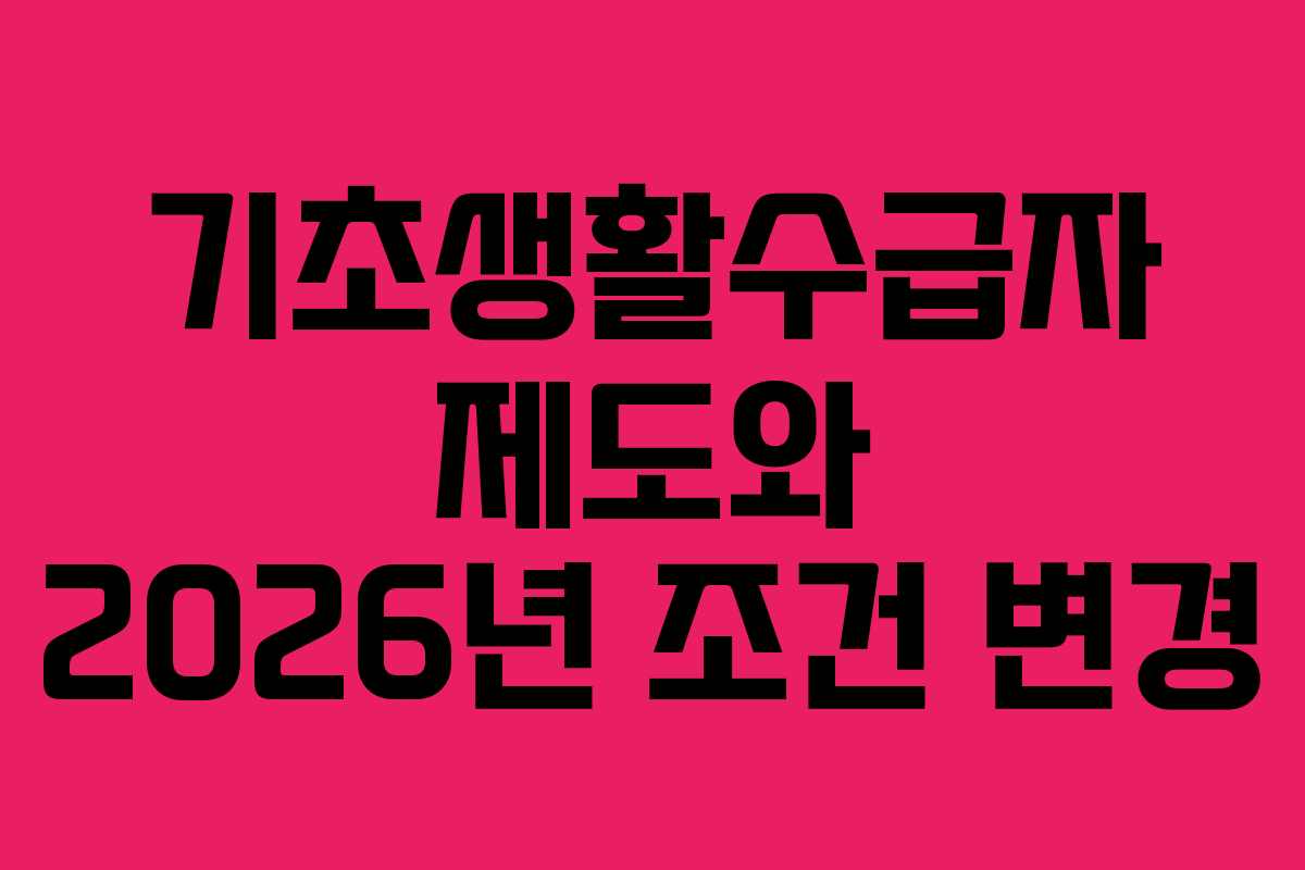 기초생활수급자 제도와 2026년 조건 변경