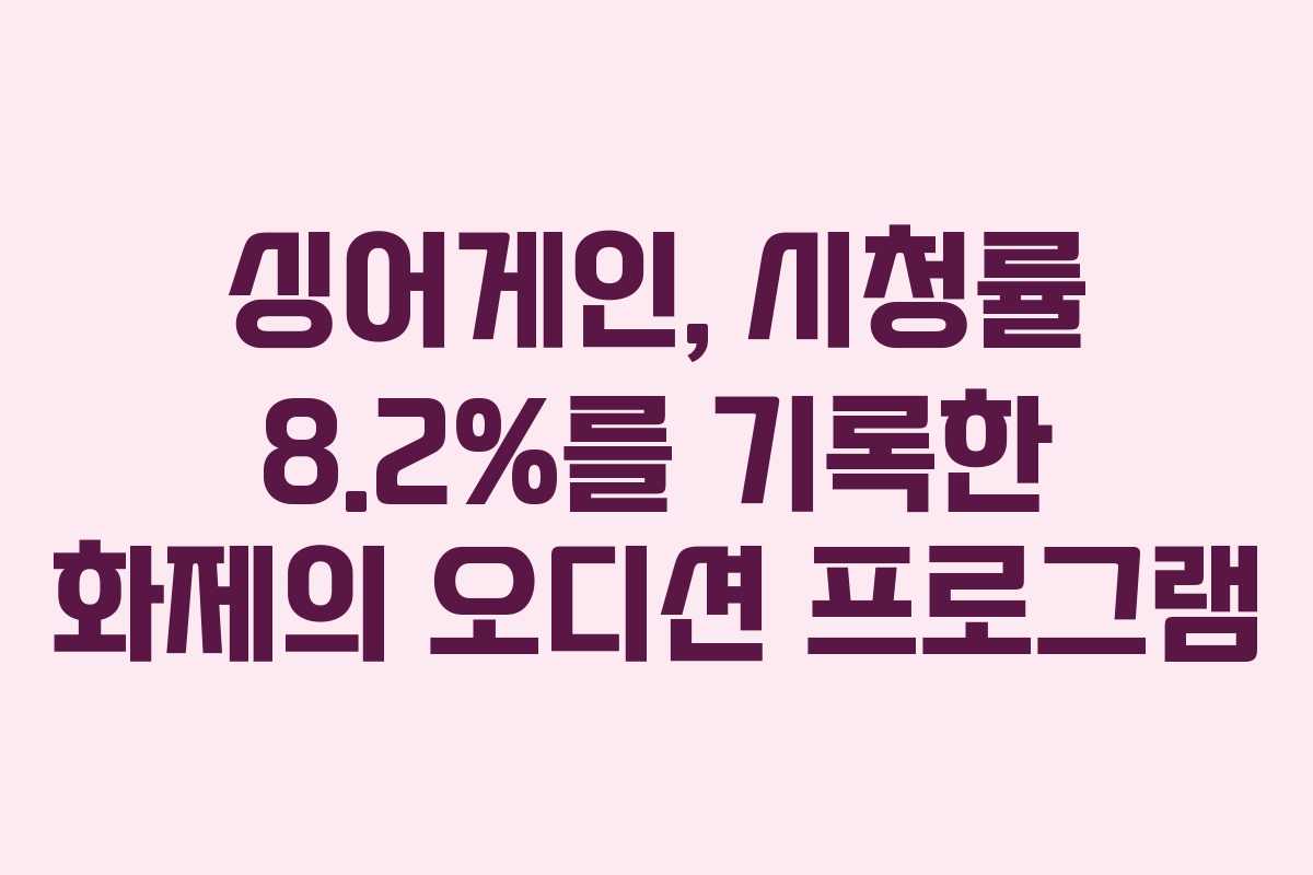 싱어게인, 시청률 8.2%를 기록한 화제의 오디션 프로그램