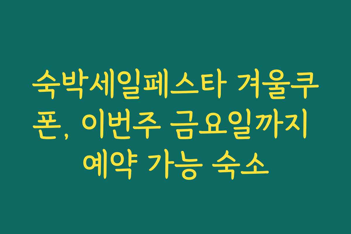 숙박세일페스타 겨울쿠폰, 이번주 금요일까지 예약 가능 숙소