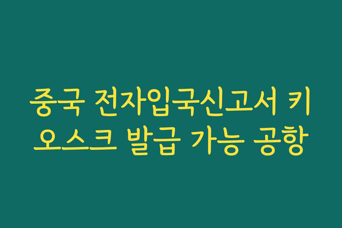 중국 전자입국신고서 키오스크 발급 가능 공항