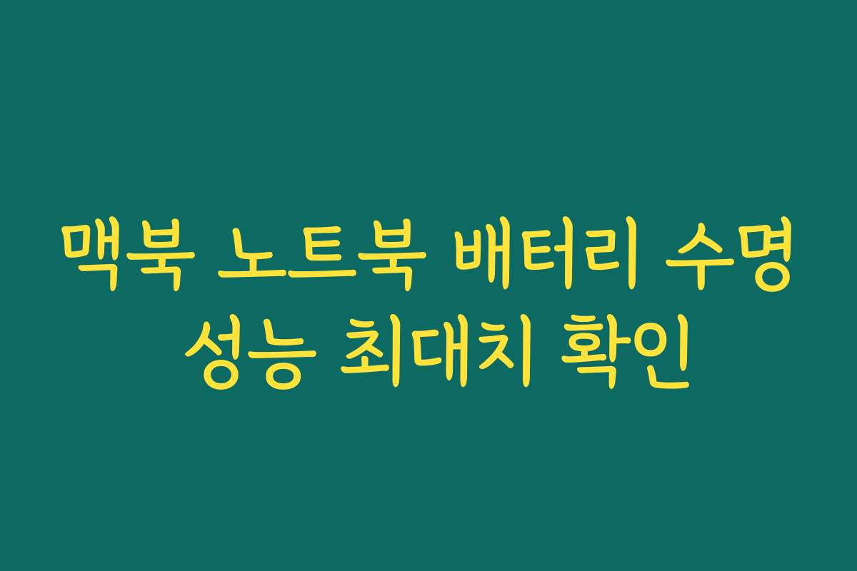 맥북 노트북 배터리 수명 성능 최대치 확인