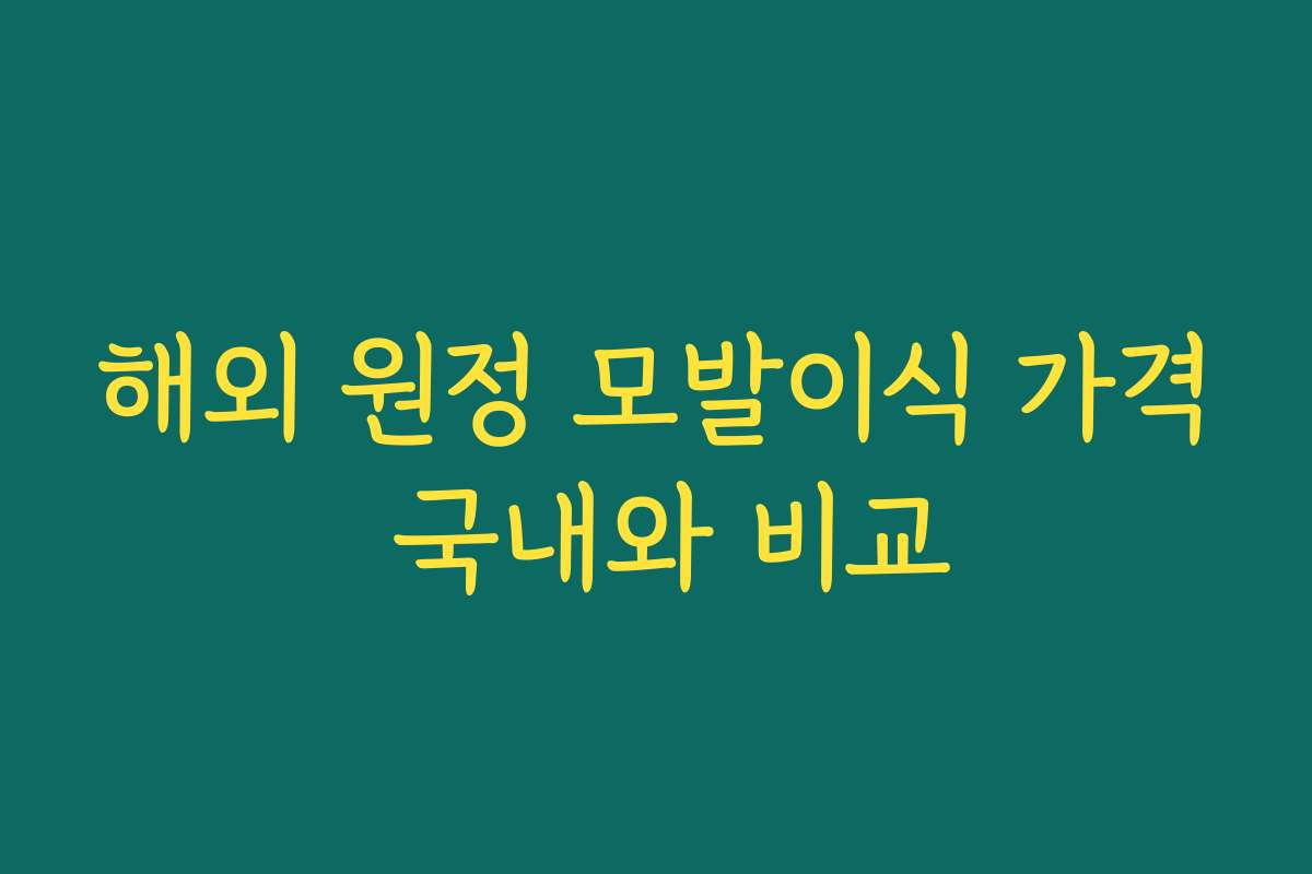 해외 원정 모발이식 가격 국내와 비교