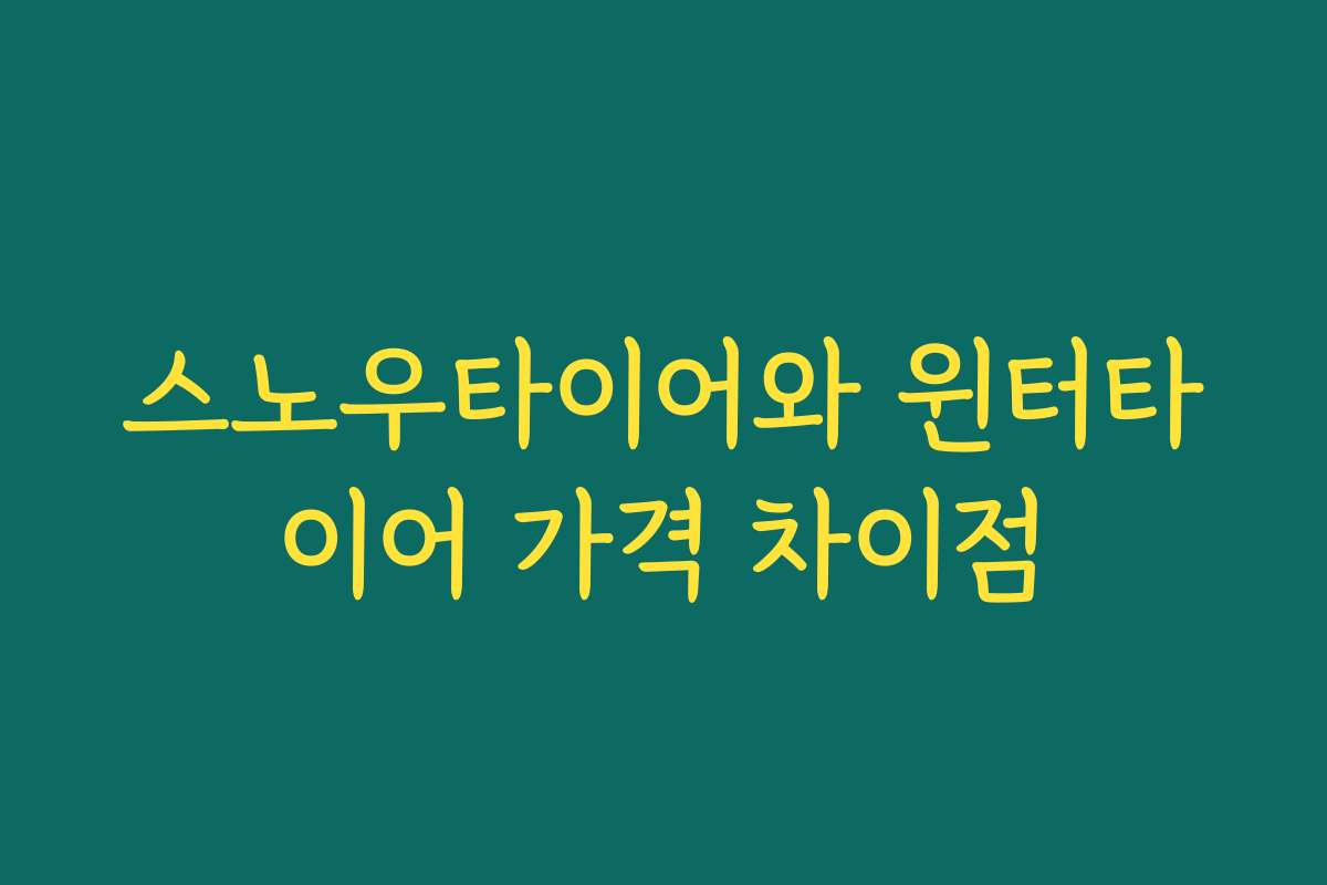 스노우타이어와 윈터타이어 가격 차이점