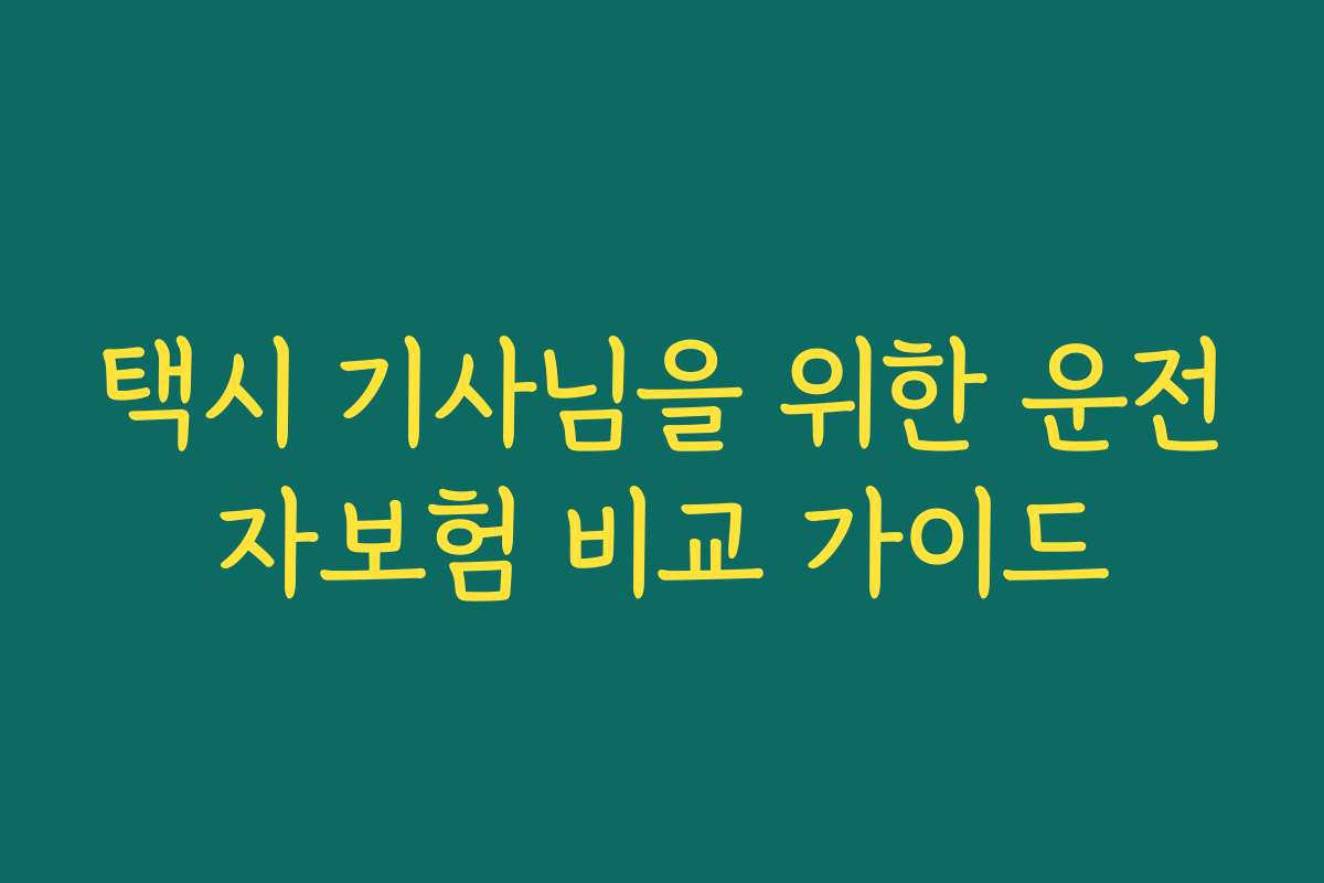 택시 기사님을 위한 운전자보험 비교 가이드