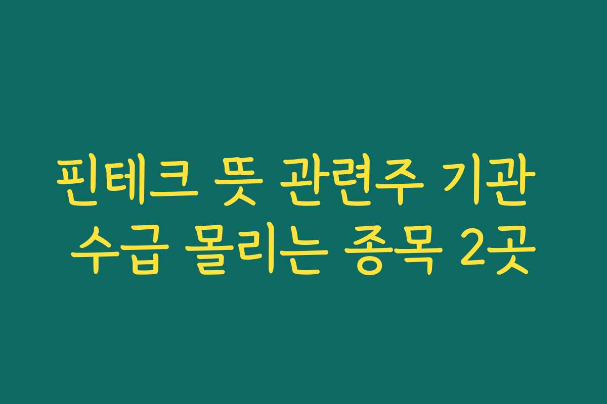 핀테크 뜻 관련주 기관 수급 몰리는 종목 2곳