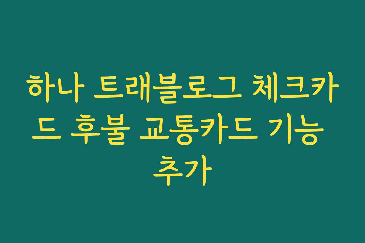 하나 트래블로그 체크카드 후불 교통카드 기능 추가