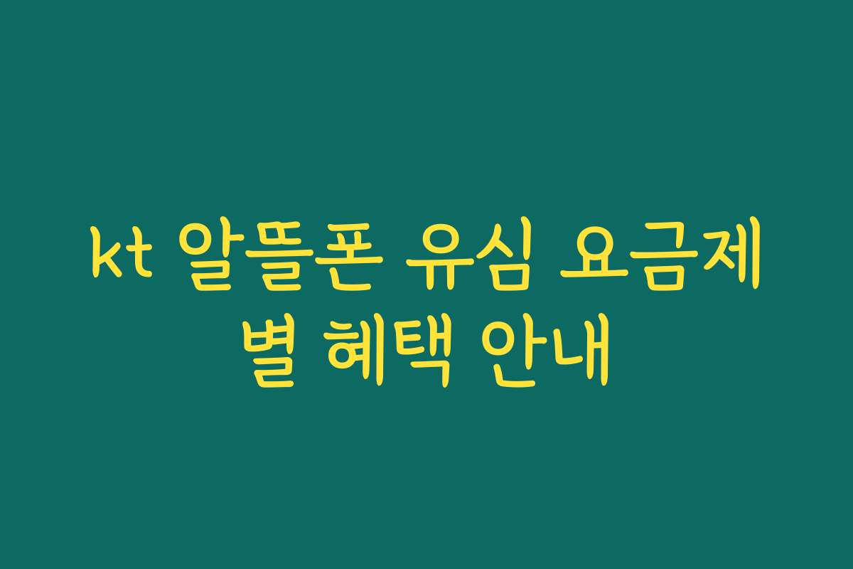 kt 알뜰폰 유심 요금제별 혜택 안내