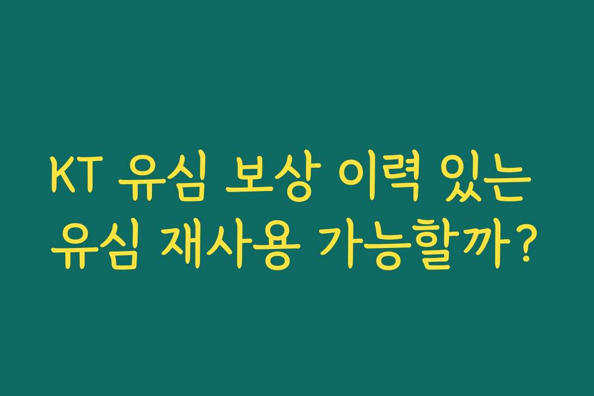 KT 유심 보상 이력 있는 유심 재사용 가능할까?