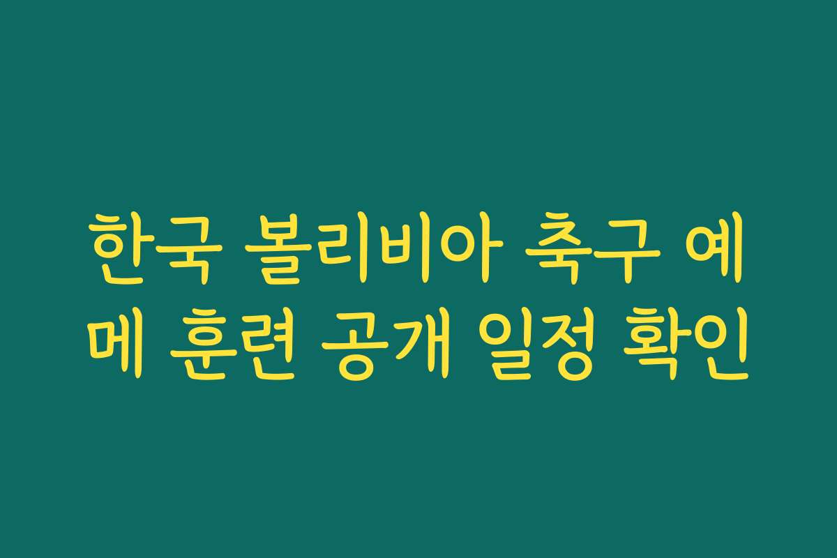 한국 볼리비아 축구 예메 훈련 공개 일정 확인 한국 볼리비아 축구 예메 훈련 공개 일정 확인