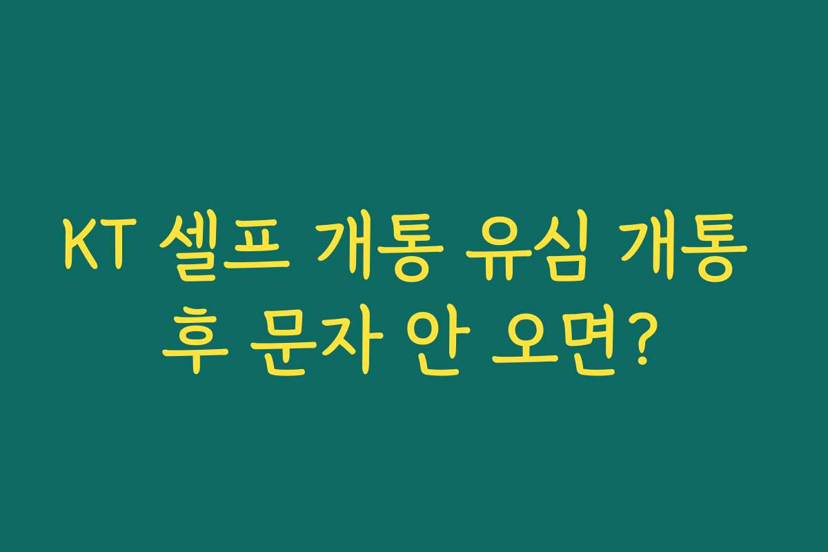 KT 셀프 개통 유심 개통 후 문자 안 오면?
