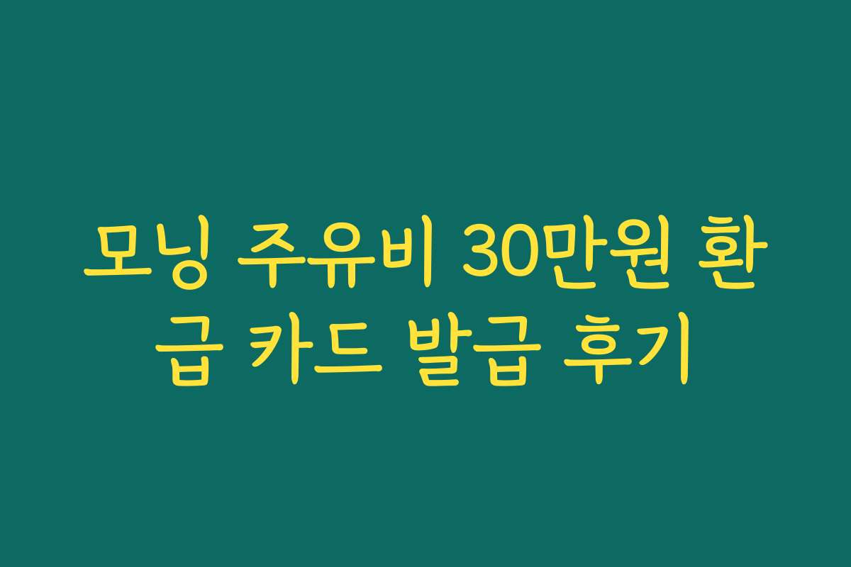모닝 주유비 30만원 환급 카드 발급 후기