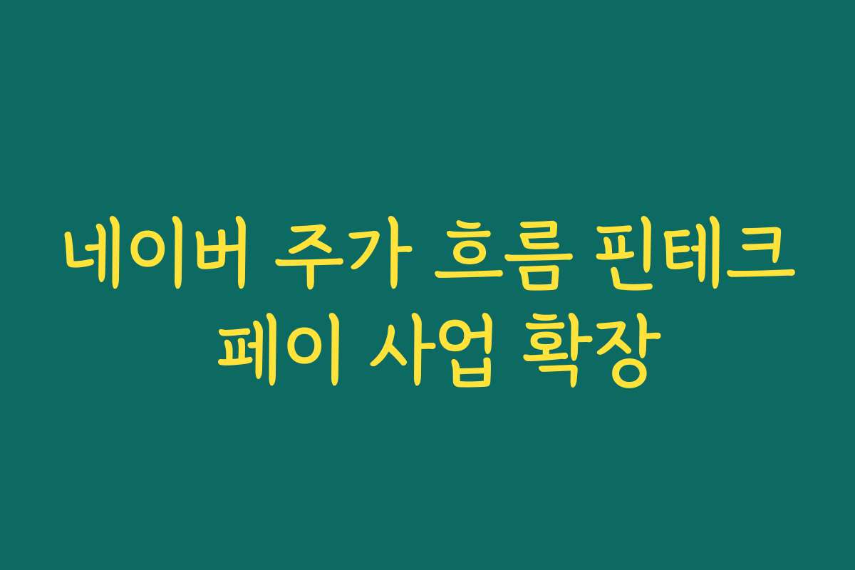네이버 주가 흐름 핀테크 페이 사업 확장