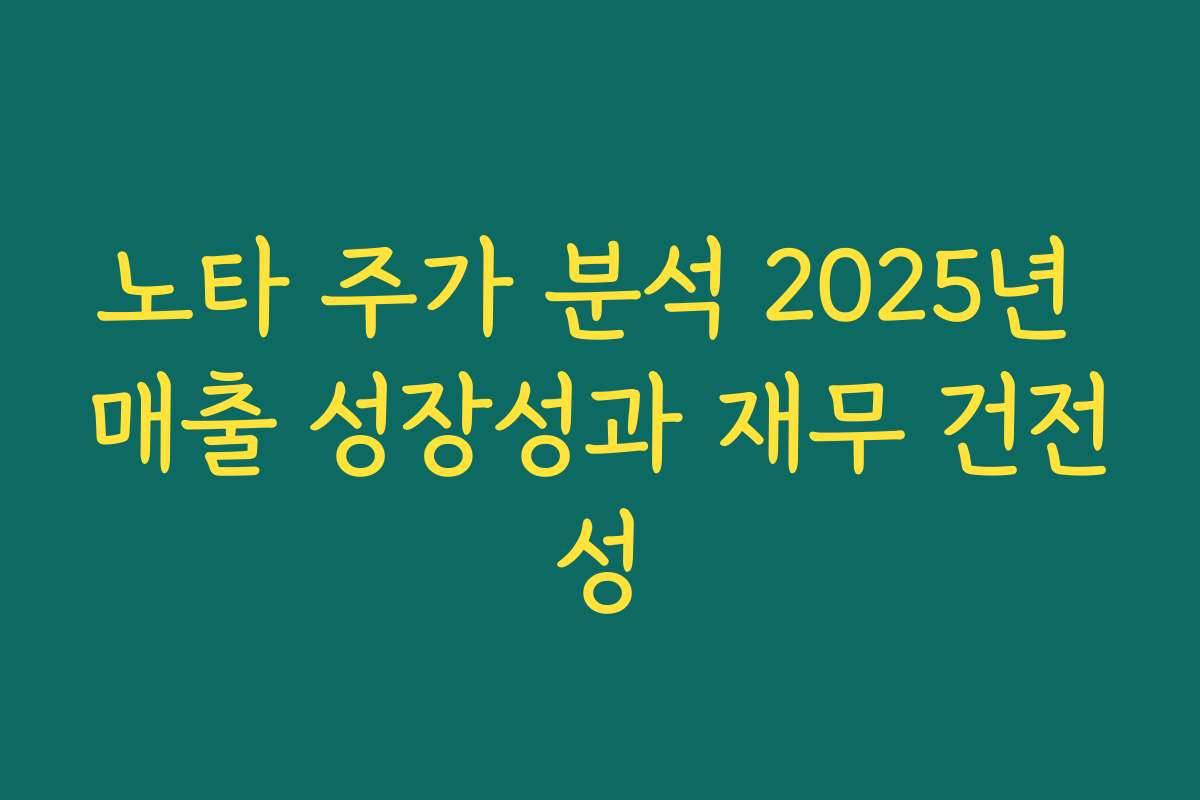 노타 주가 분석 2025년 매출 성장성과 재무 건전성 노타 주가 분석 2025년 매출 성장성과 재무 건전성