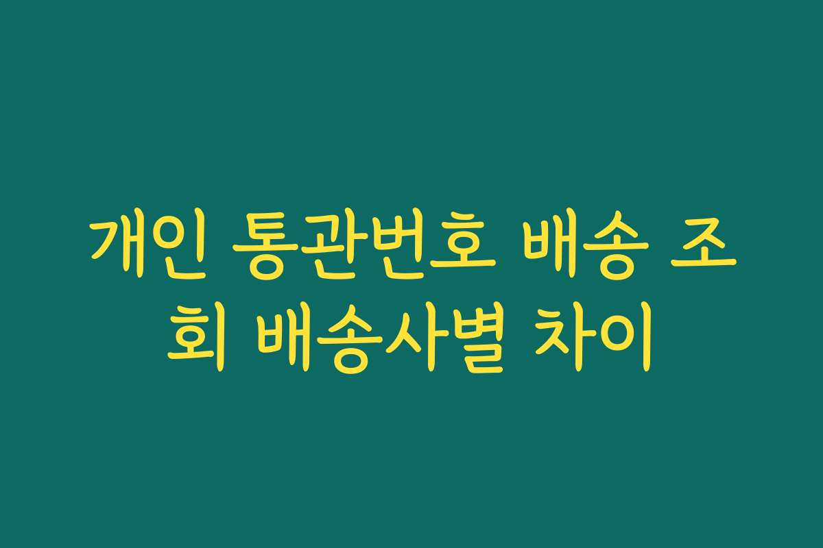 개인 통관번호 배송 조회 배송사별 차이