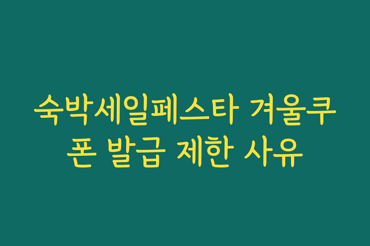 숙박세일페스타 겨울쿠폰 발급 제한 사유
