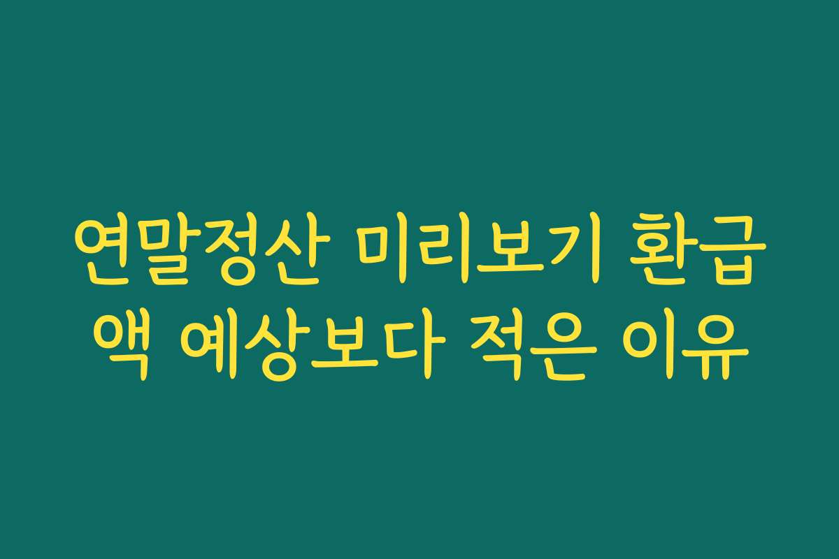 연말정산 미리보기 환급액 예상보다 적은 이유