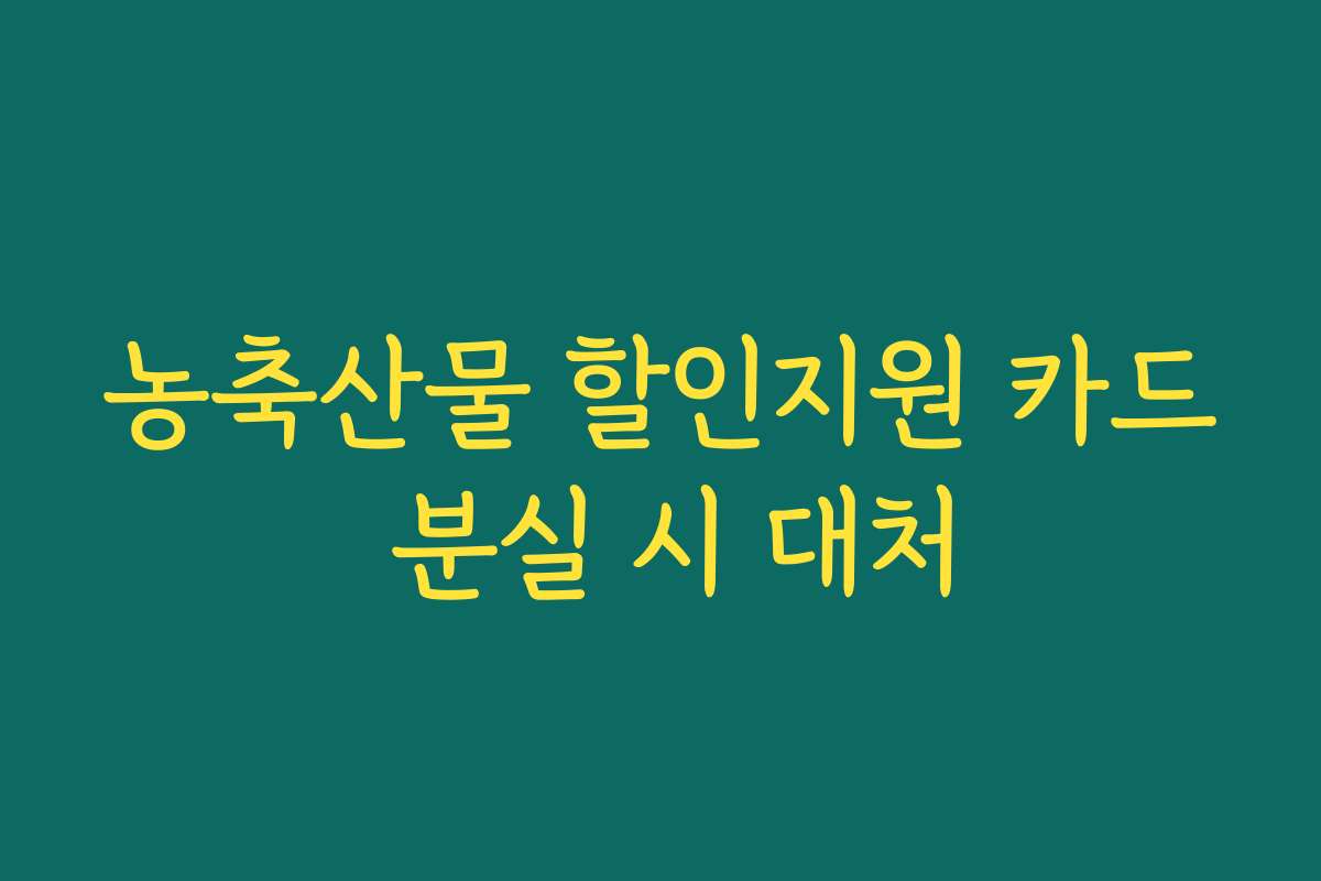 농축산물 할인지원 카드 분실 시 대처 농축산물 할인지원 카드 분실 시 대처